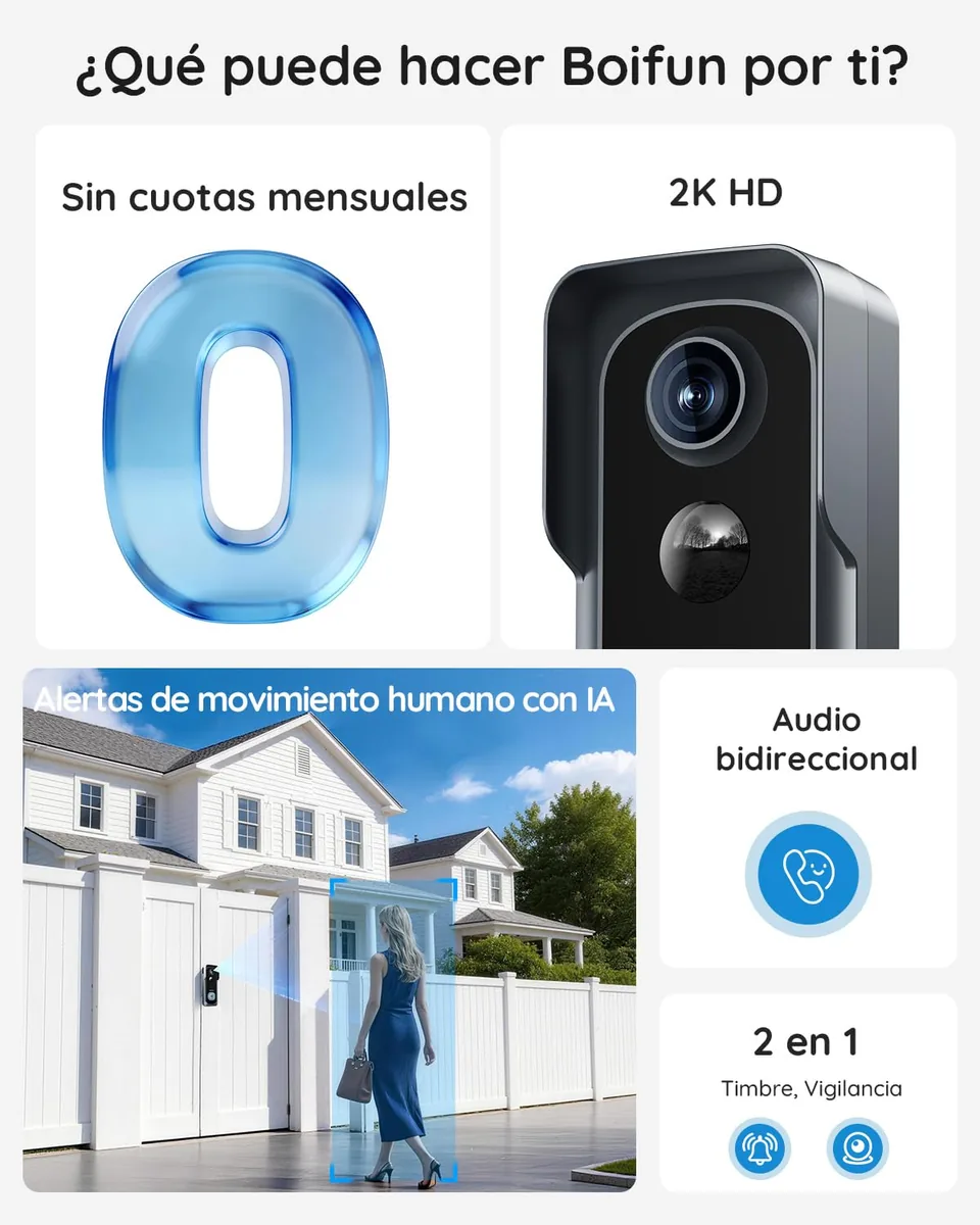 BOIFUN Video Doorbell J1 — videoportero 2K con campanilla — imagen 2