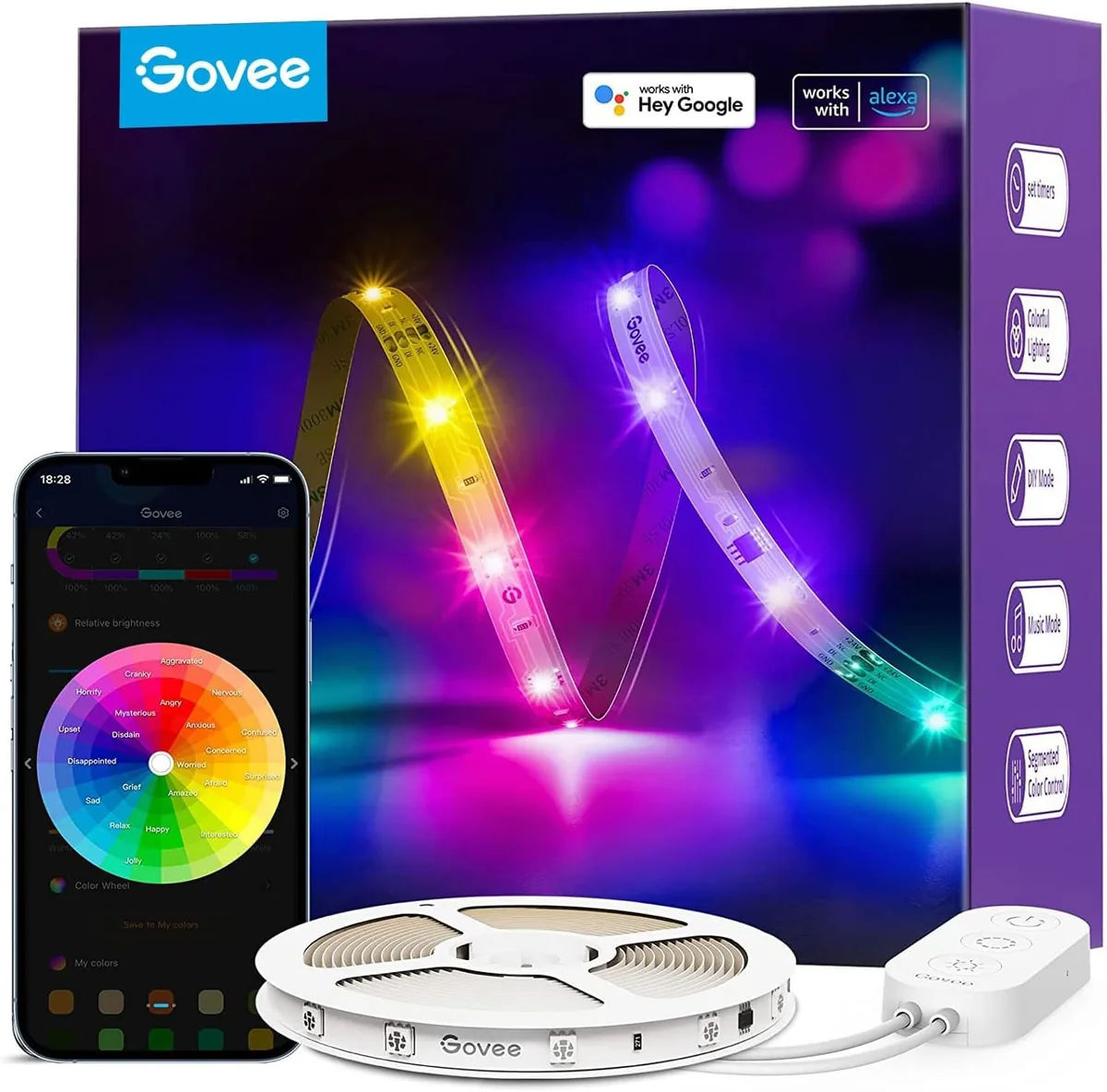 Govee Tira LED RGBIC Inteligente 5 m (H618A) — WiFi + Alexa