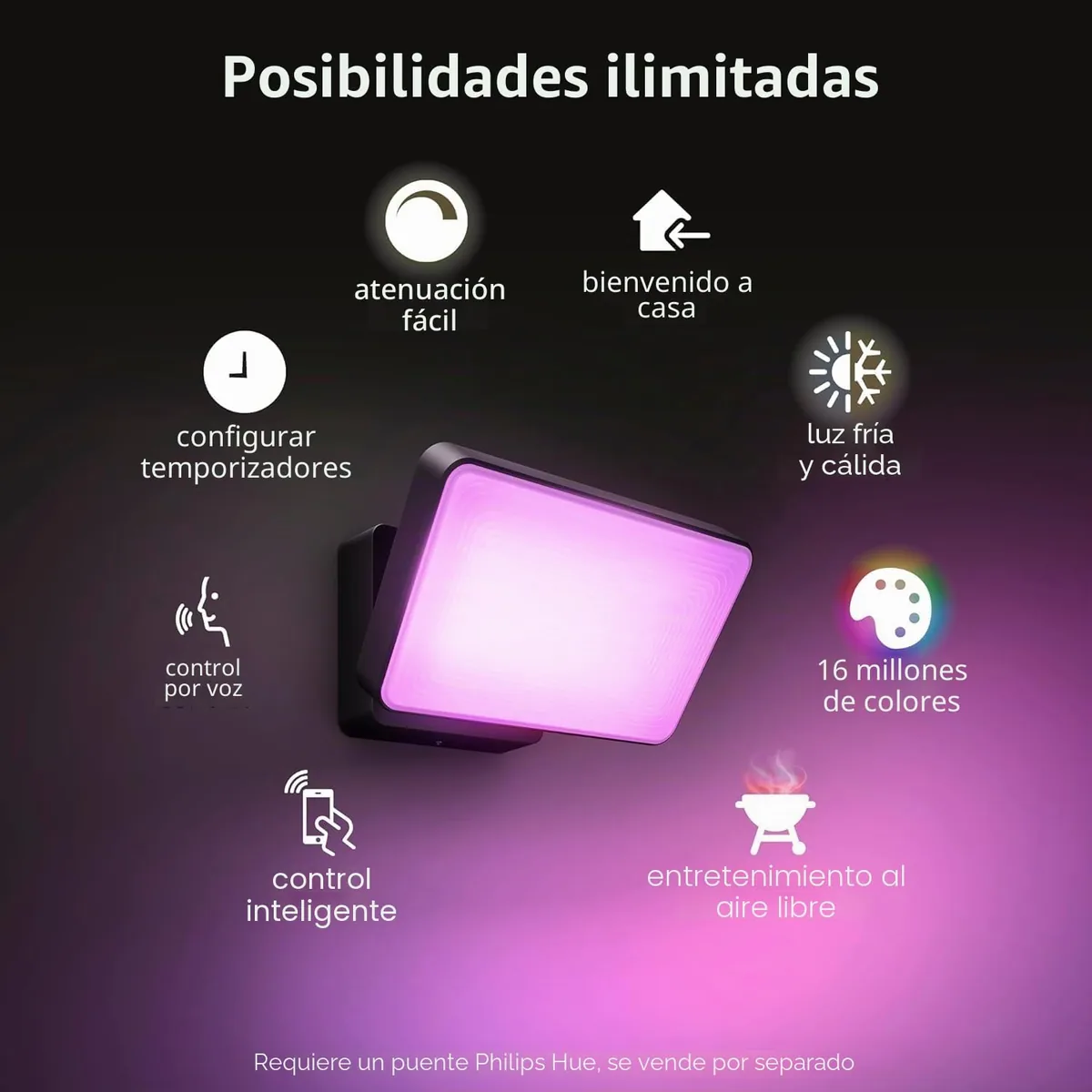Philips Hue Discover — foco proyector LED de exterior, luz blanca y color — imagen 2