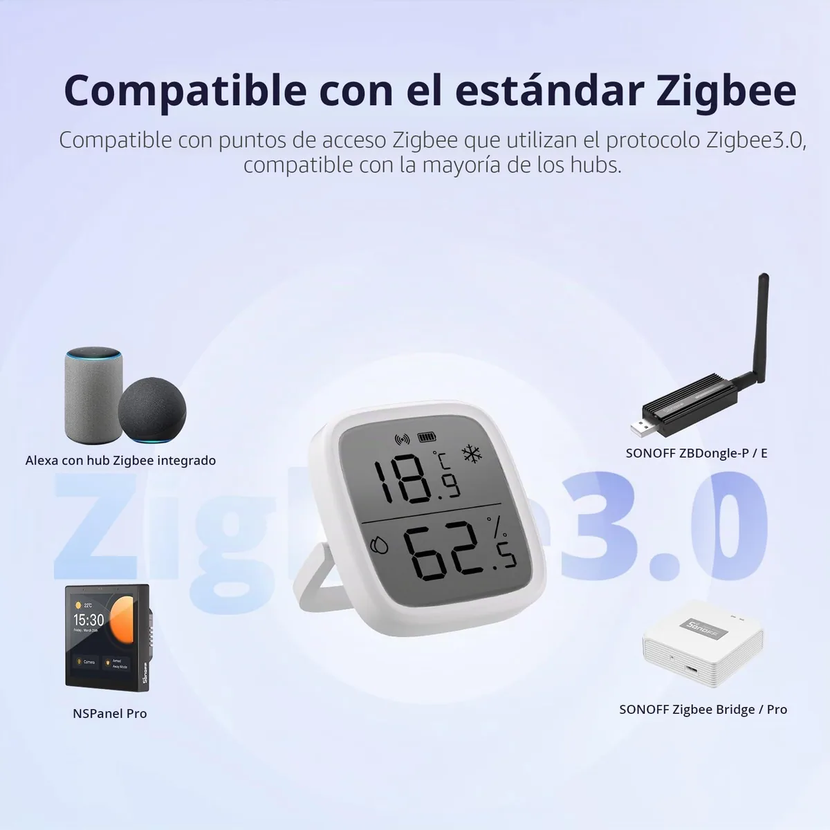 SONOFF SNZB-02D — sensor Zigbee de temperatura y humedad con pantalla LCD — imagen 7